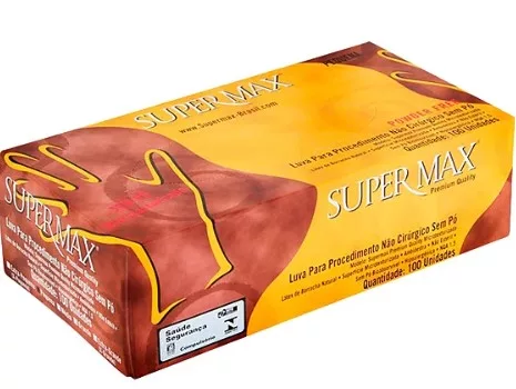 LUVA LATEX S/PO TAM P C/100 SUPERMAX
