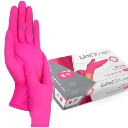 LUVA LATEX C/PO TAM G C/100 ROSA UNIGLOVES