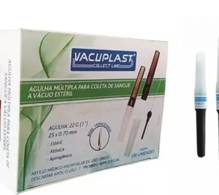 AGULHA COL. SANGUE VACUO 25X07 C/100 VACUPLAST