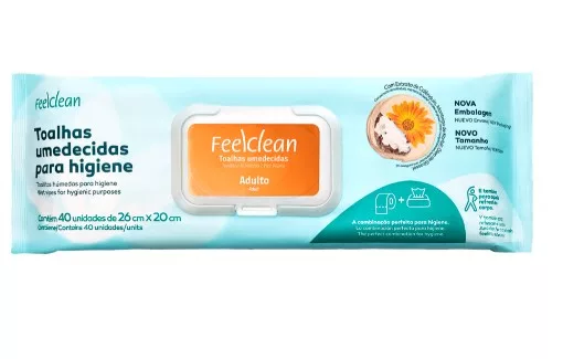 LENCO UMEDECIDO TOALHA ADULTO C/40 - FEELCLEAN