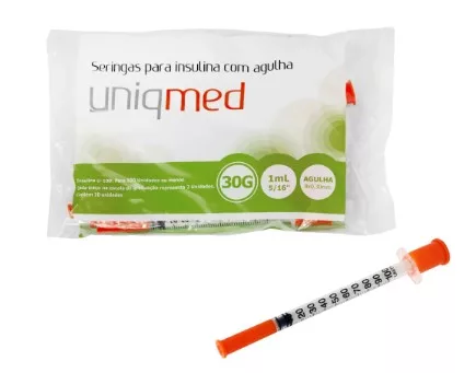 SERINGA 01ML C/AG 8X30MM 30G C/10 - UNIQMED