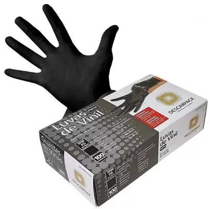 LUVA VINIL S/TALCO TAM.G C/100 PRETA DESCARPACK