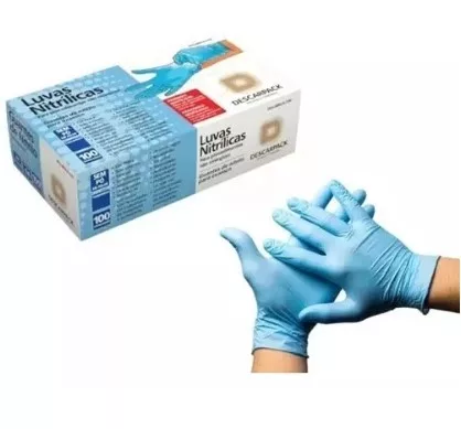 LUVA NITRILICA S/ PO TAM. PP AZUL C/100 DESCARPACK