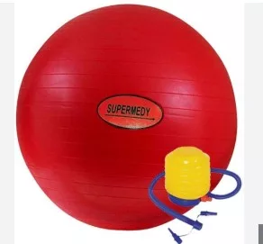 BOLA FISIO 45CM VERMELHA C/ BOMBA - SUPERMEDY