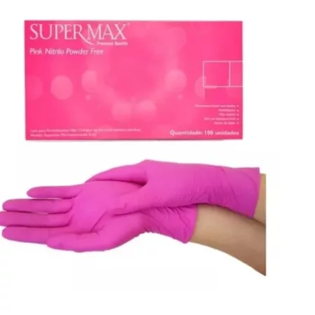 LUVA NITRILICA S/ PO TAM. M ROSA C/100 SUPERMAX