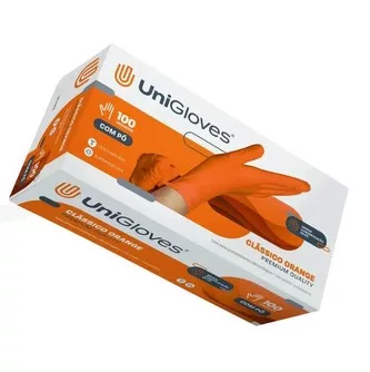 LUVA LATEX S/PO TAM M C/100 ORANGE UNIGLOVES