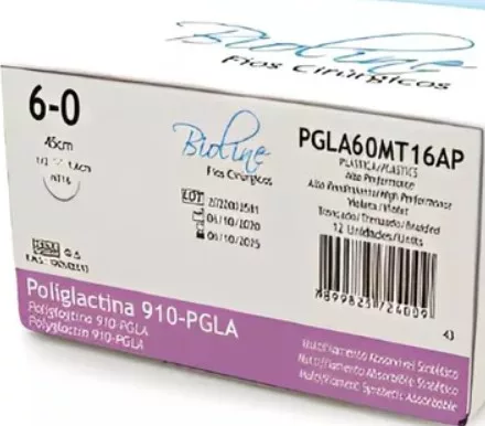 POLIGLACTINA 6-0 45CM 1/2 C/AG.1,6 BIOLINE PGLA60MT16S3