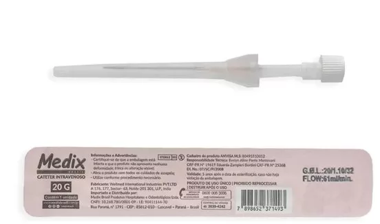 CATETER VENOSO PERIF. 20G - MEDIX