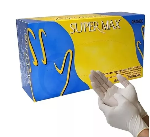LUVA LATEX C/PO TAM G C/100 SUPERMAX