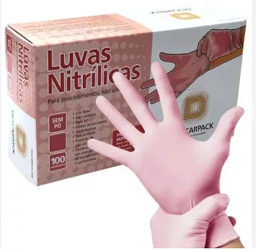 LUVA NITRILICA S/ PO TAM. P ROSA C/100 - DESCARPACK ST