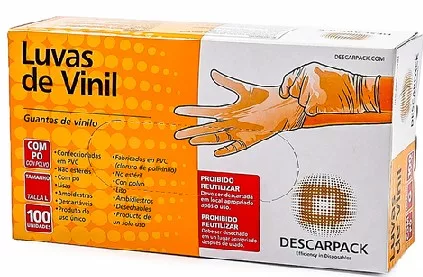LUVA VINIL C/TALCO TAM.M C/100 DESCARPACK