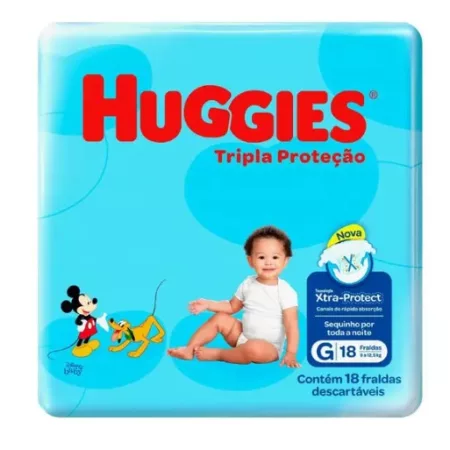 FRALDA INFANTIL TAM. G TRIPLA PROT C/18 - HUGGIES JUMBINHO