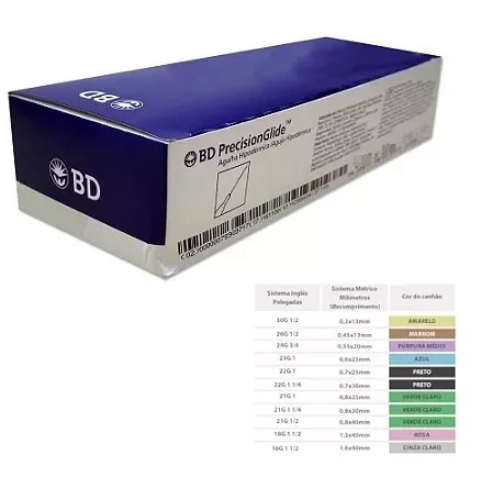 AGULHA HIPOD. 25 X 0,70 (22G X 1 1/4) C/100 - BD