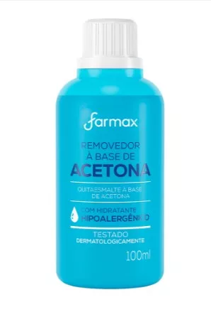 REMOVEDOR C/ ACETONA 100ML HIDRAT. HIPOAL. - FARMAX AZUL
