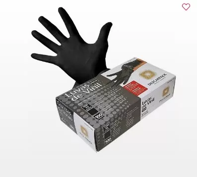 LUVA VINIL S/TALCO TAM.P C/100 PRETA DESCARPACK