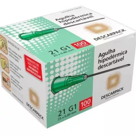 AGULHA HIPOD. 25 X 0,80 (21G X 1) C/100 - DESCARPACK
