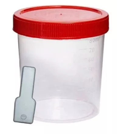 COLETOR 80ML C/PA ESTERIL TAMPA VERM FIRSTLAB