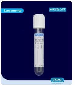 TB COLETA SANGUE VACUO 4ML S/ ADITIVO TP BRANCA C/100 - VACUPLAST