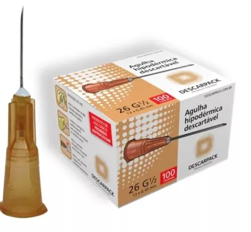 AGULHA HIPOD. 13 X 0,45 (26G 1/2) C/100 - DESCARPACK
