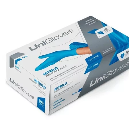 LUVA NITRILICA S/ PO TAM. P AZUL UNIGLOVES