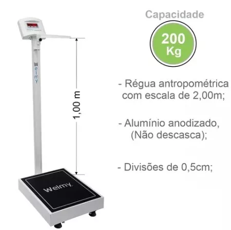 BALANCA W 200/100 ANTROPOMETRICA ADULTO WELMY