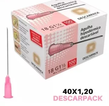 AGULHA HIPOD. 40 X 1,2 (18G 1 1/2) C/100 - DESCARPACK