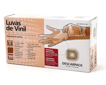 LUVA VINIL S/TALCO TAM.P C/100 DESCARPACK