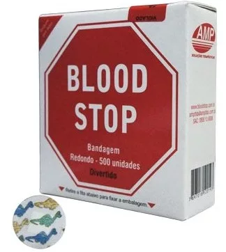 ADESIVO POS COLETA REDONDO INF. C/500 DIVERTIDO BLOOD STOP
