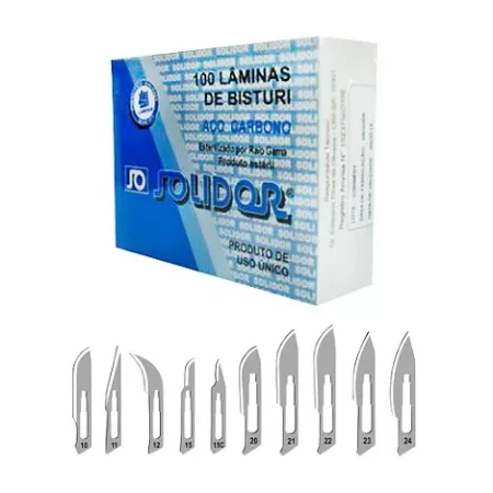 LAMINA BISTURI N 15 CARB C/100 - SOLIDOR