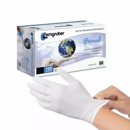LUVA LATEX C/PO TAM M C/100 LEMGRUBER