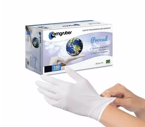 LUVA LATEX C/PO TAM M C/100 LEMGRUBER