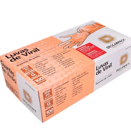 LUVA VINIL S/TALCO TAM.G C/100 DESCARPACK