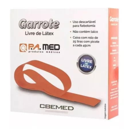 GARROTE EM TIRAS C/25 LARANJA P.A. MED (ISENTO LÁTEX)