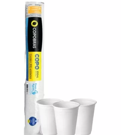 COPO DESC. 200ML POLIESTIRENO BRANCO C/100 COPOBRAS